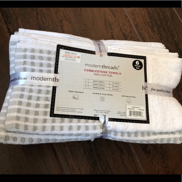 Modern Threads towel set white taupe NWT - Picture 1 of 3